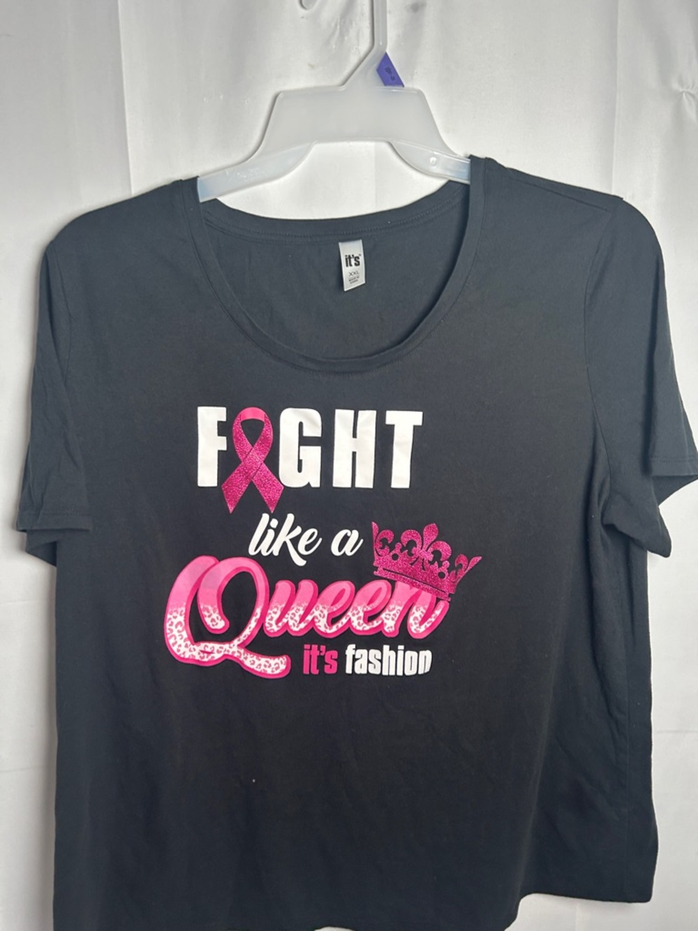 "Fight Like a Queen" Short Sleeve Tee - Black & Pink